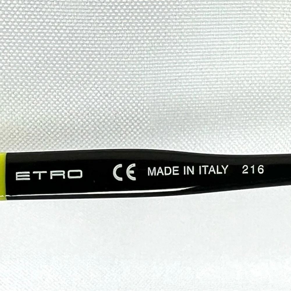 ETRO ET632S 010 Black Cat Eye Style Lenses Black Neon Green Frame Sunglasses